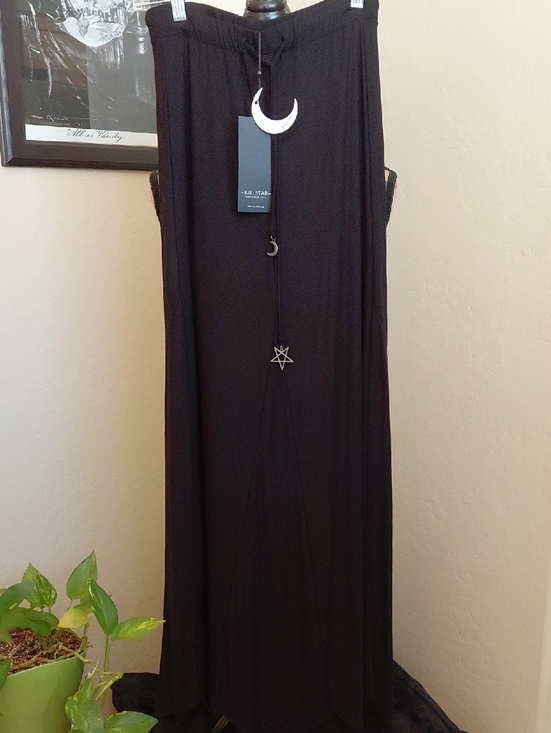 Killstar Dresses & Skirts - KILLSTAR TWILIGHT HOUR 3X Black Maxi Skirt with Crescent & Star Charm DRAWSTRING